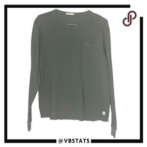 Marine Layer Mens Box Waffle Knit Long Sleeve Thermal T-Shirt Green Size M/L‎